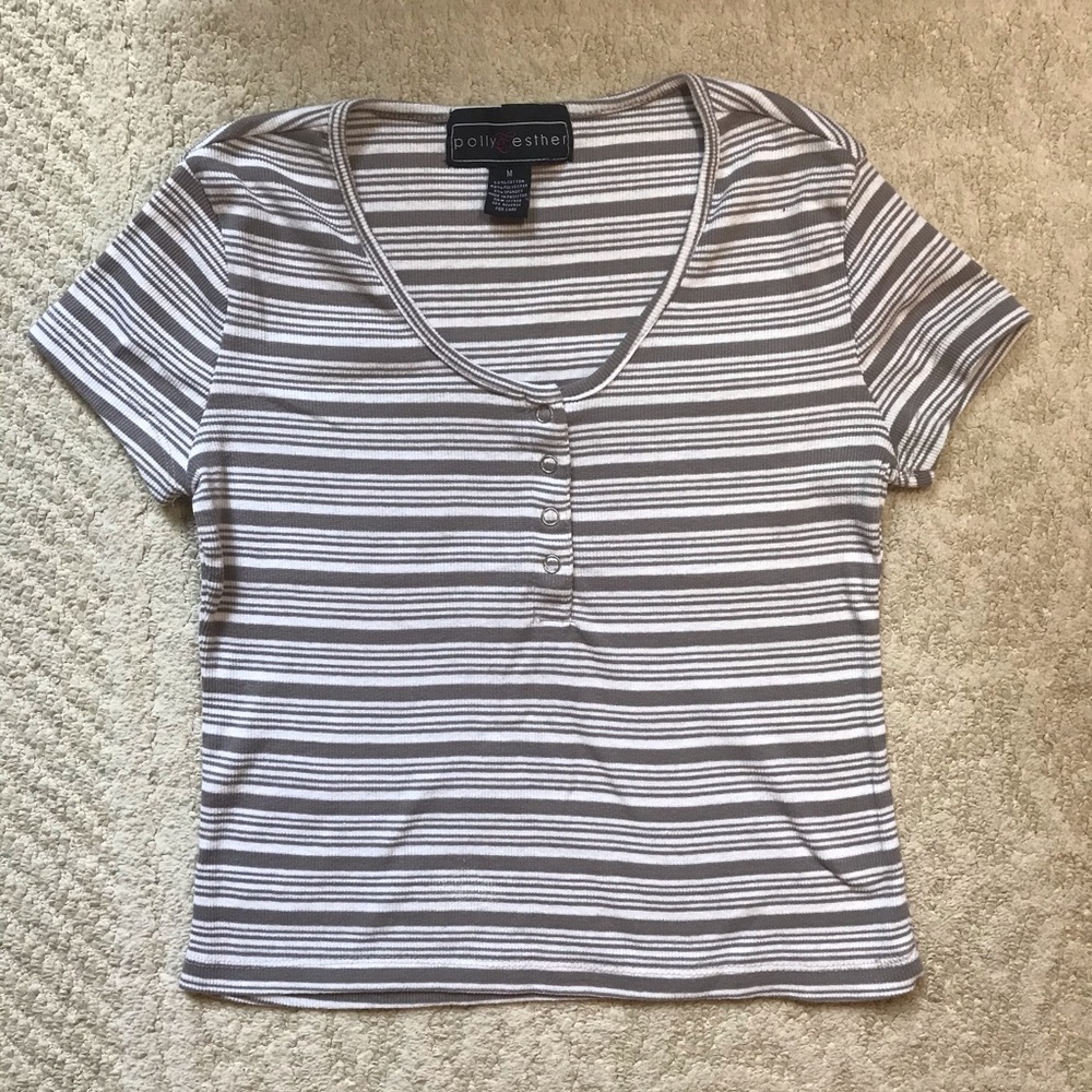 Tan Striped Polly & Esther Crop Top